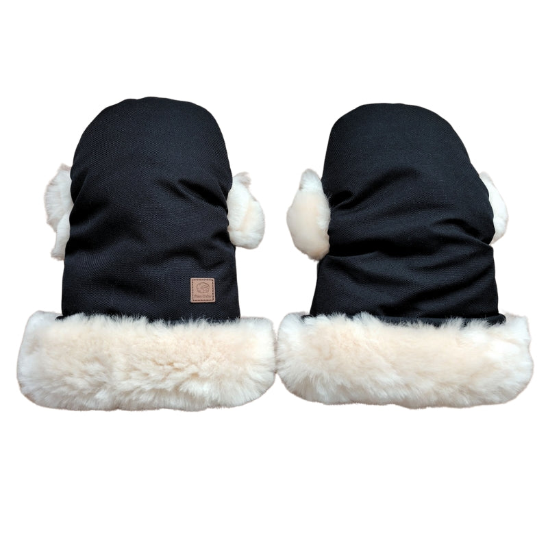 Baa Baby Sheepskin Pram Mittens Black