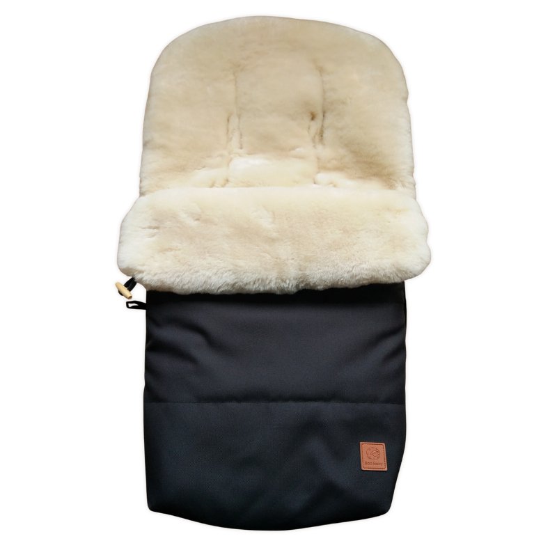 Sheepskin Pram Footmuff in Black Baa Baby