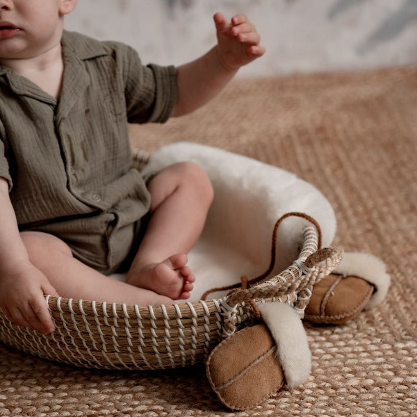 Baby Mittens on String in Chestnut Baa Baby Sheepskin