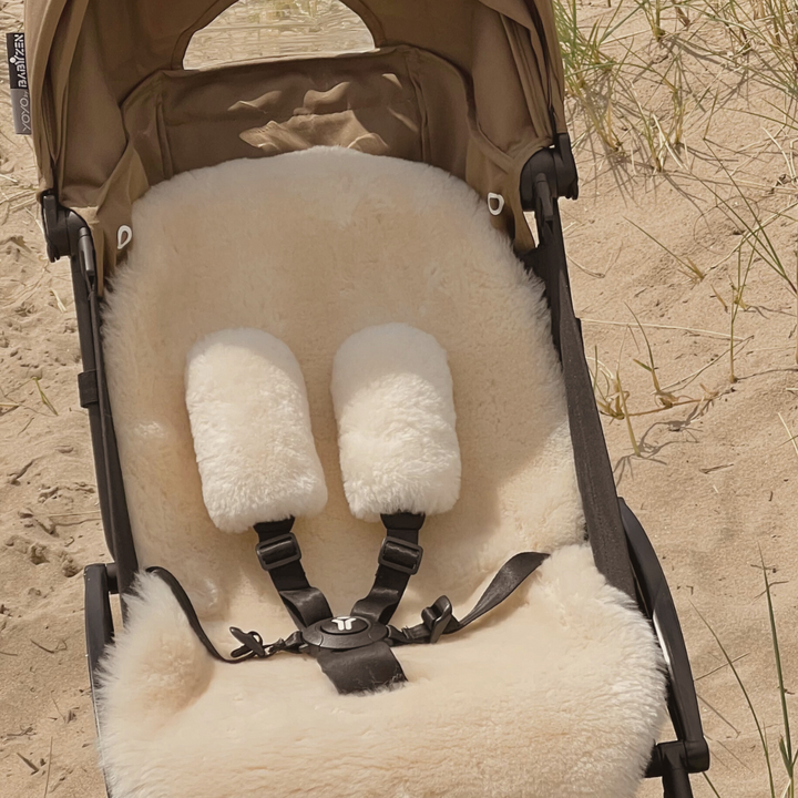 Sheepskin Pram Harness Strap Cover | Milk