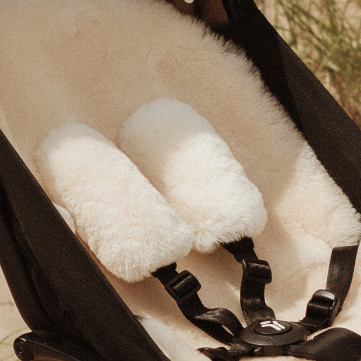 Sheepskin Pram Harness Strap Cover | Milk