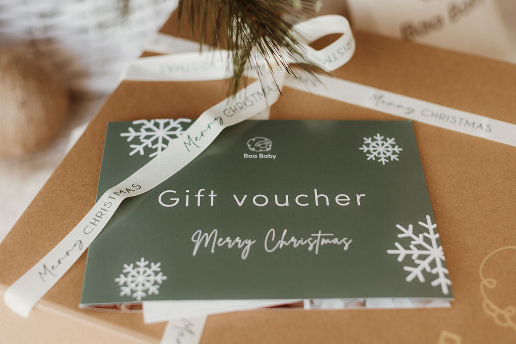 Physical Gift voucher card for Baa baby a premium baby supplier