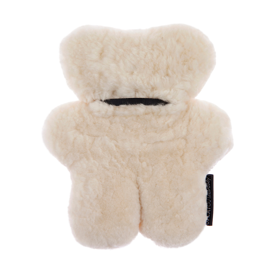 Milk shade neutral sheepskin teddy bear safe for newborns