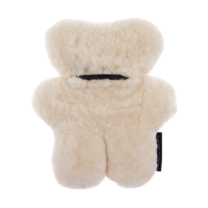 Milk shade neutral sheepskin teddy bear safe for newborns