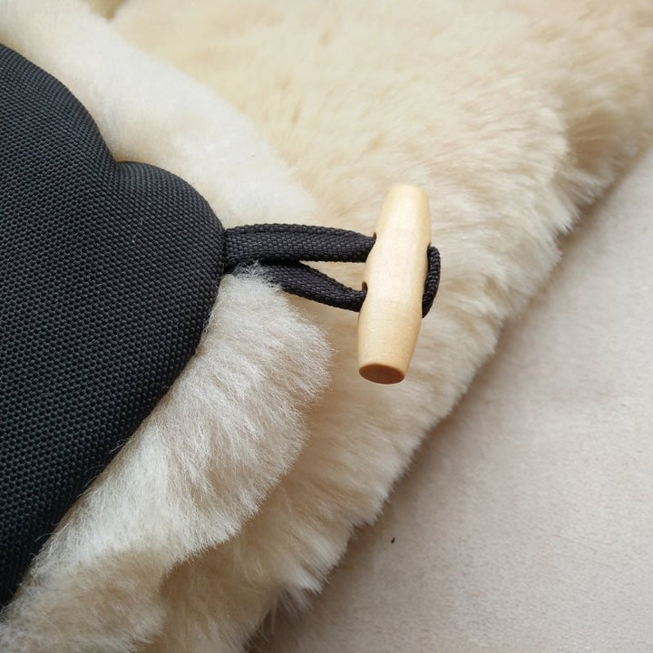 Baa Baby Original Sheepskin Footmuff | Black with Milk Lambskin Baa Baby