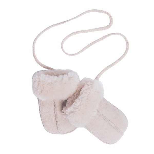 Comfortable and Cosy Sheepskin Baby Mittens on Drawstring