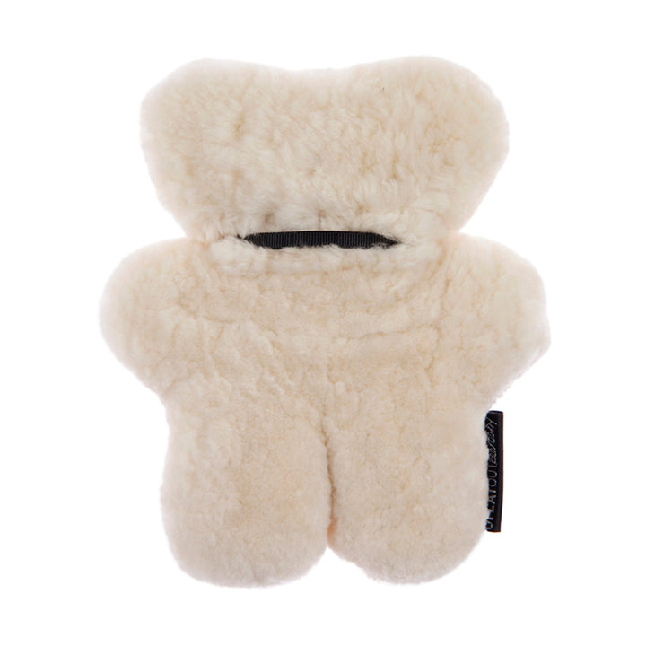 Milk shade neutral sheepskin teddy bear safe for newborns