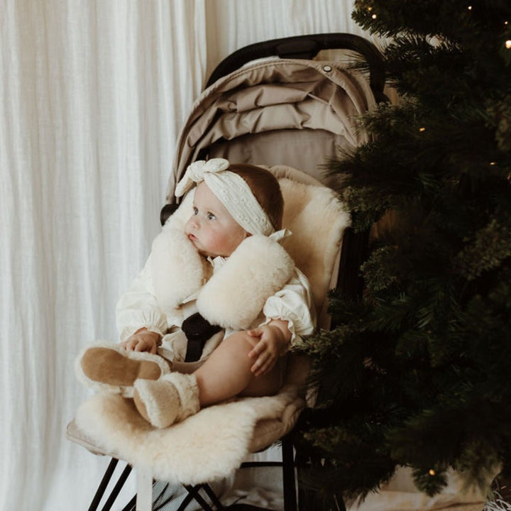 Sheepskin Pram Duo  including a milk pram liner and milk harness covers