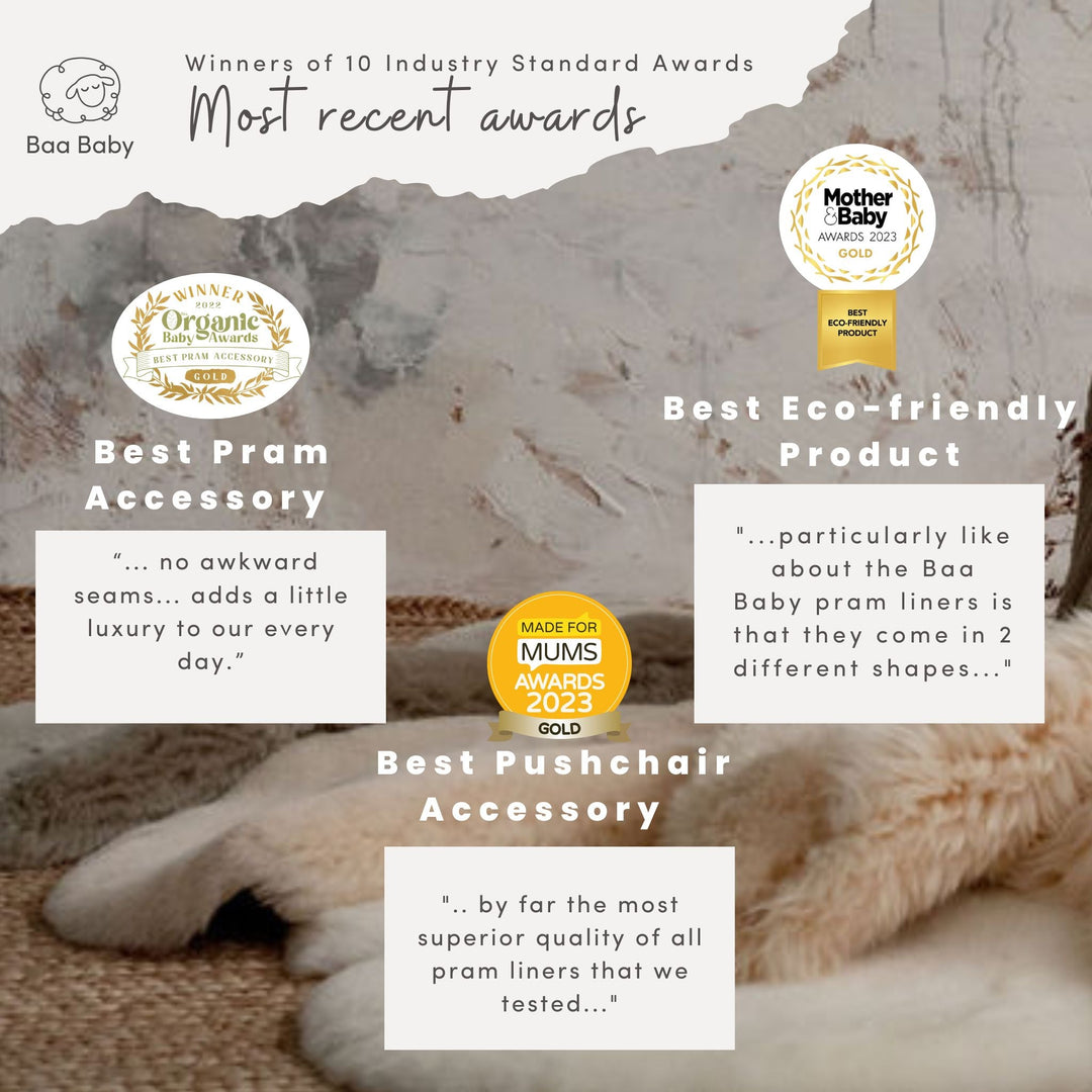 Award winning sheepskin pram and buggy liners