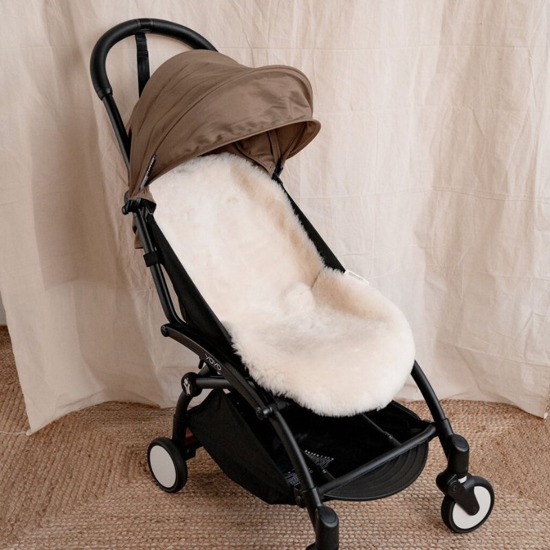 Naturally Thermostatic Milk Lambskin Fitted Comfortably in a BabyZen yo-yo pram